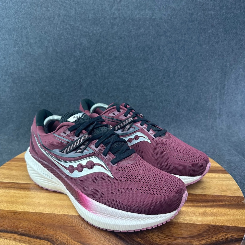 Saucony Triumph 20 Running Shoes Womens 11 W Wide Burgundy PWRRUN+ S10760-21 - Picture 2 of 13